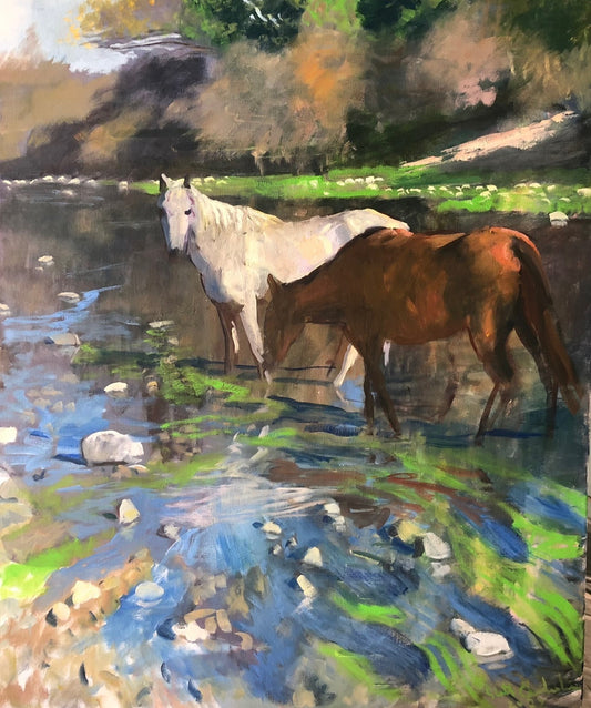 Eel Grass and Wild Horses Original Painting