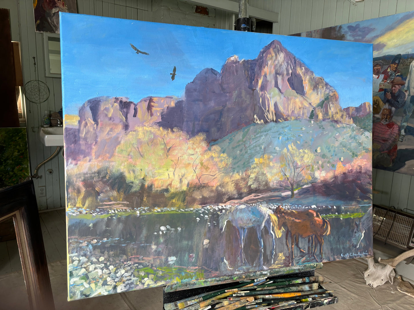 Eagles, Wild Horses, and the Salt River Original Painting