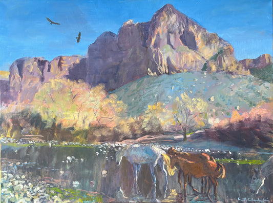 Eagles, Wild Horses, and the Salt River Original Painting