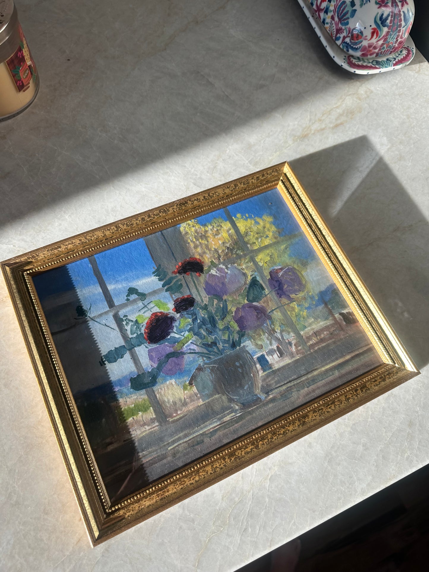 Window Sill Flowers Framed Print