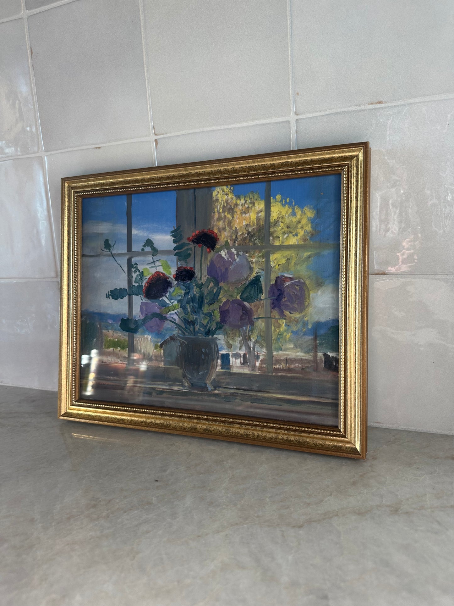 Window Sill Flowers Framed Print