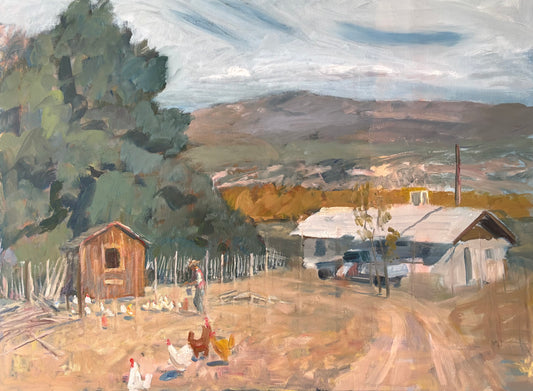 Salt Cedars and Chickens in Bylas Arizona Original Painting