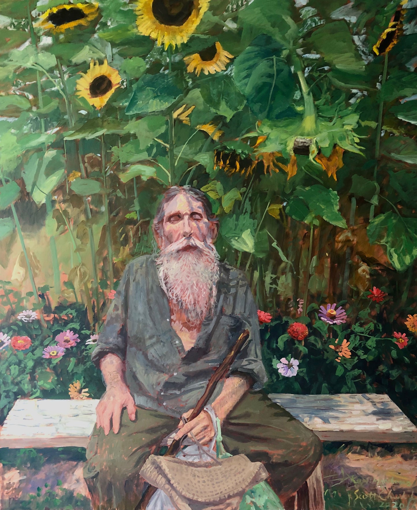 Ken Hankins in the Garden Original Painting