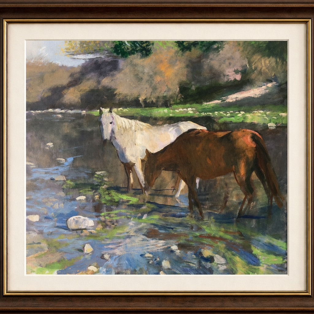 Eel Grass and Wild Horses Paper Print